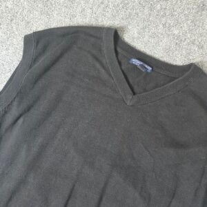 Port Authority Signature Black Sweater Vest XL Men V Neck Cotton Knit Sleeveless